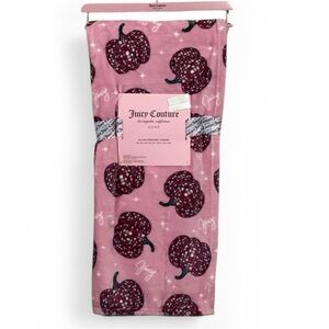 Juicy Couture Disco Pumpkin Pink Plush Printed Throw with Burgundy Accents